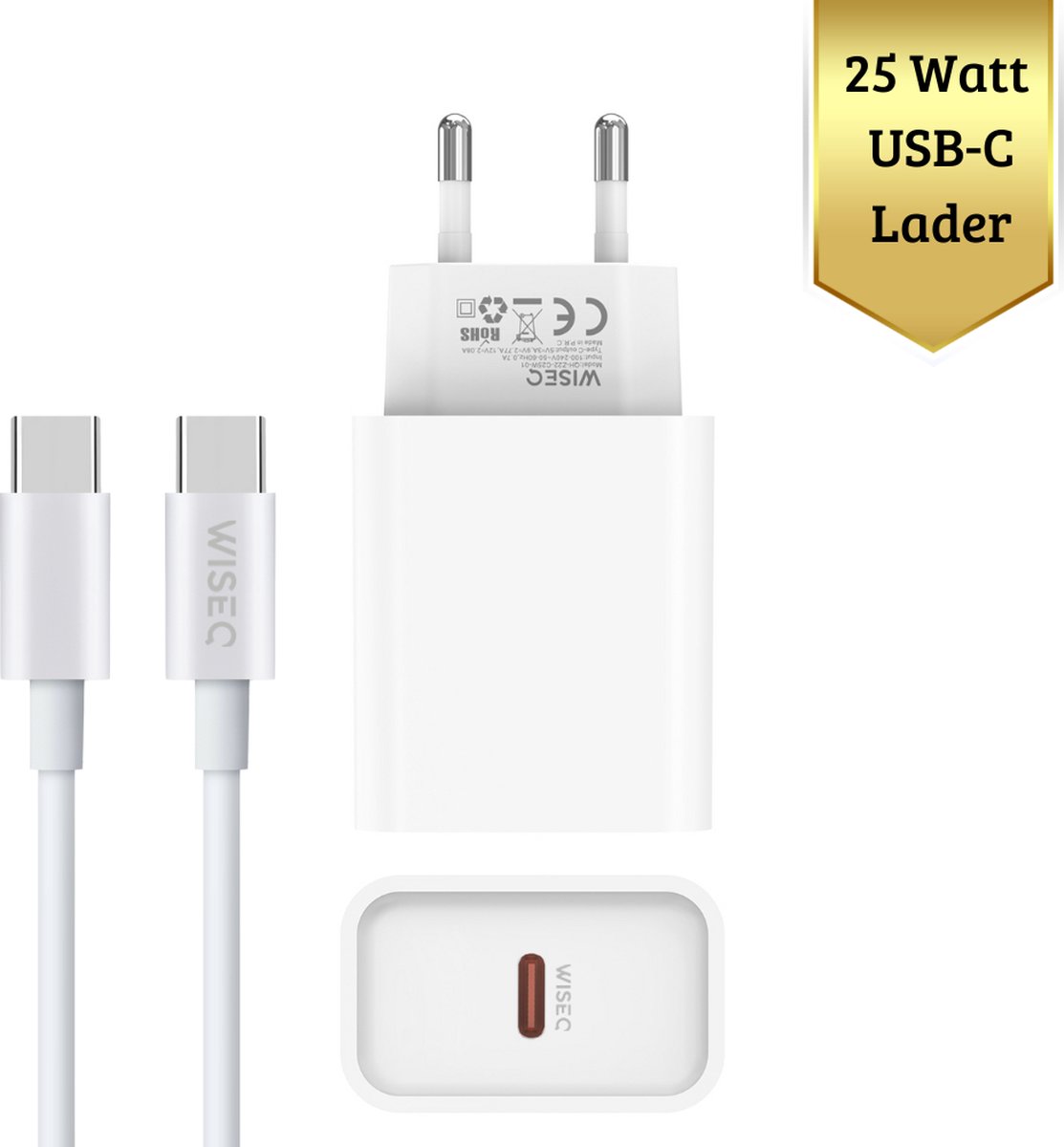 25W USB C Snellader USB C naar USB C Kabel – Oplader Geschikt voor Apple iPhone 17 / iPhone 16 / 15 en Samsung – Snellader Oplader – 2 meter