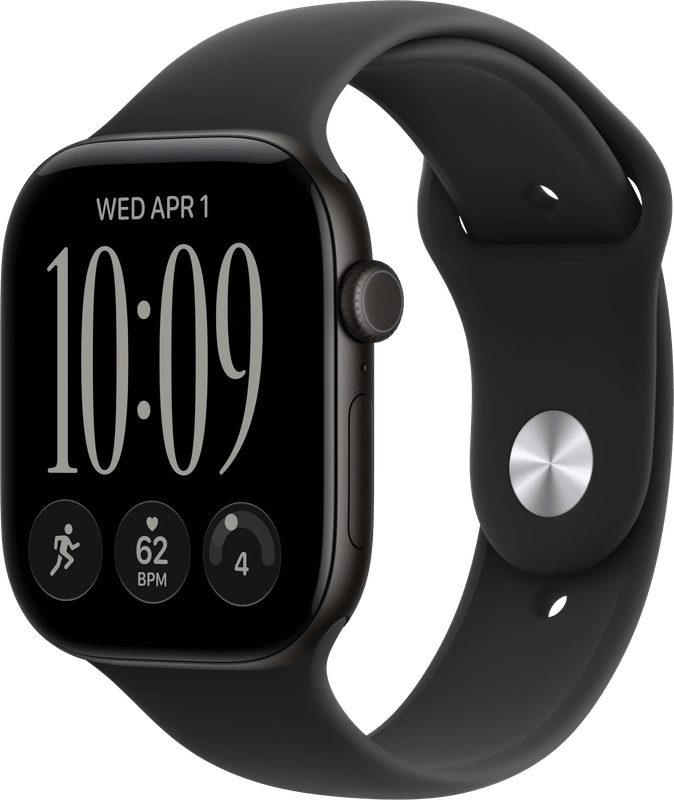 Apple Watch Series 12 Cellular 46mm Zwart Sportband S/M