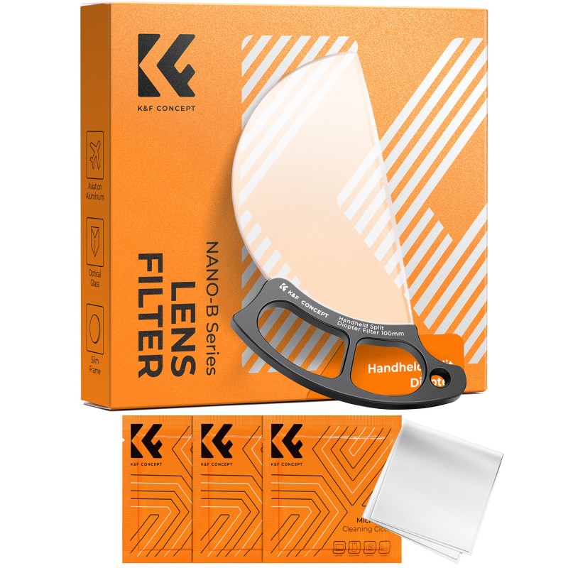 K&F Concept 100mm handheld split diopter filter met houder voor creatieve fotografie