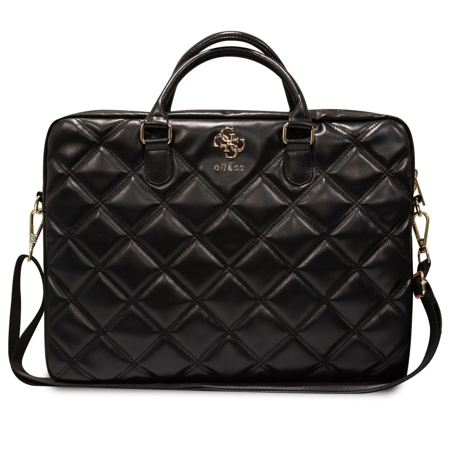 Guess PU Quilted 4G Metal Logo Laptoptas - 15 en 16 inch - Zwart