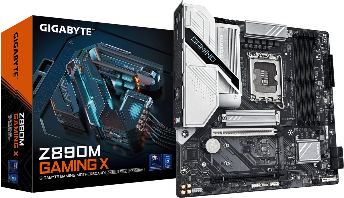 Moederbord - GIGABYTE - Z890M GAMING X - Socket 1851 - DDR5 SDRAM - M.2 PCIe 5.0