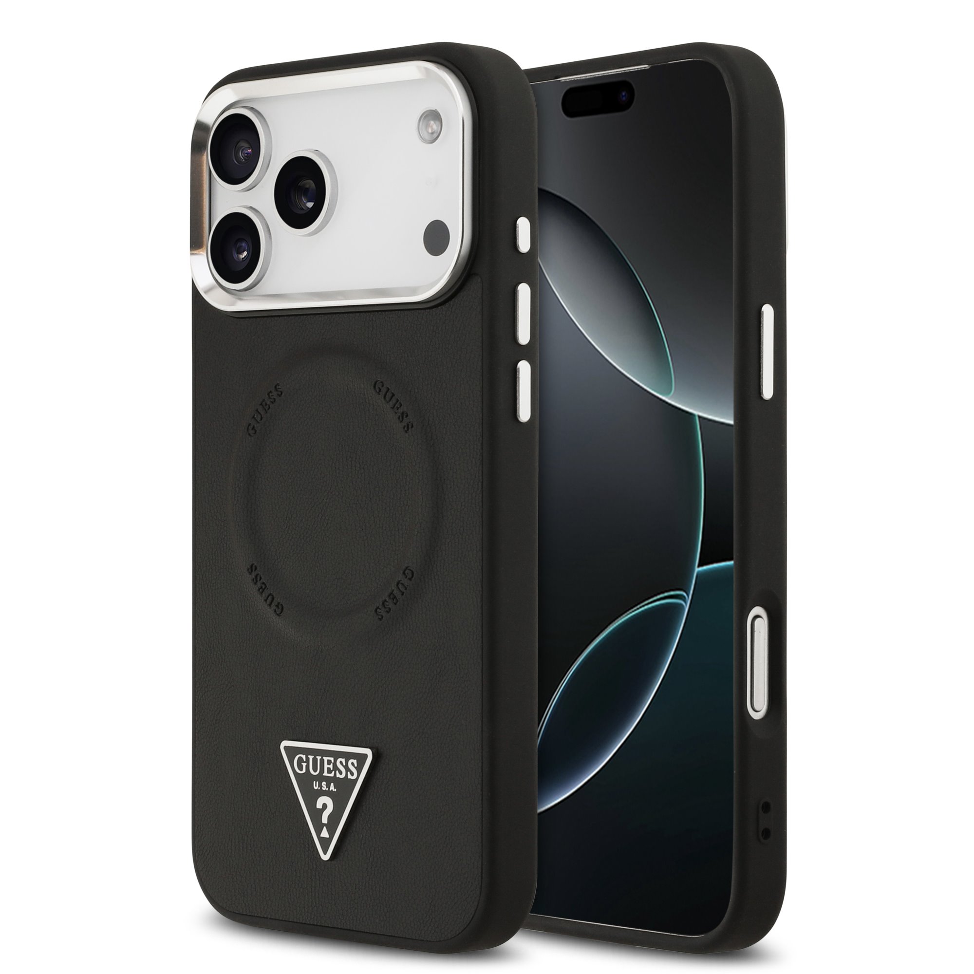 Guess Triangle Logo iPhone 17 Pro / 18 Pro hoesje met MagSafe - Zwart