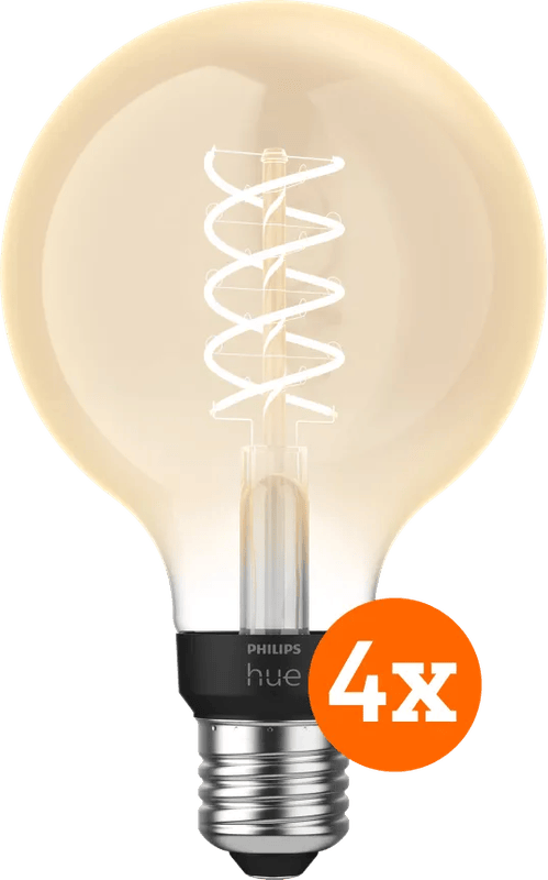 Philips Hue Filamentlamp White Globe E27 4-pack