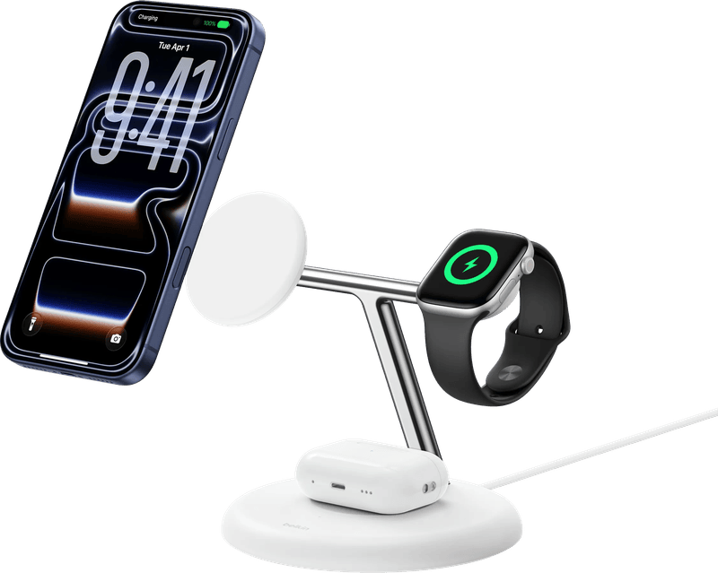 Belkin 3-in-1 Draadloze Oplader met MagSafe 25 Watt Wit