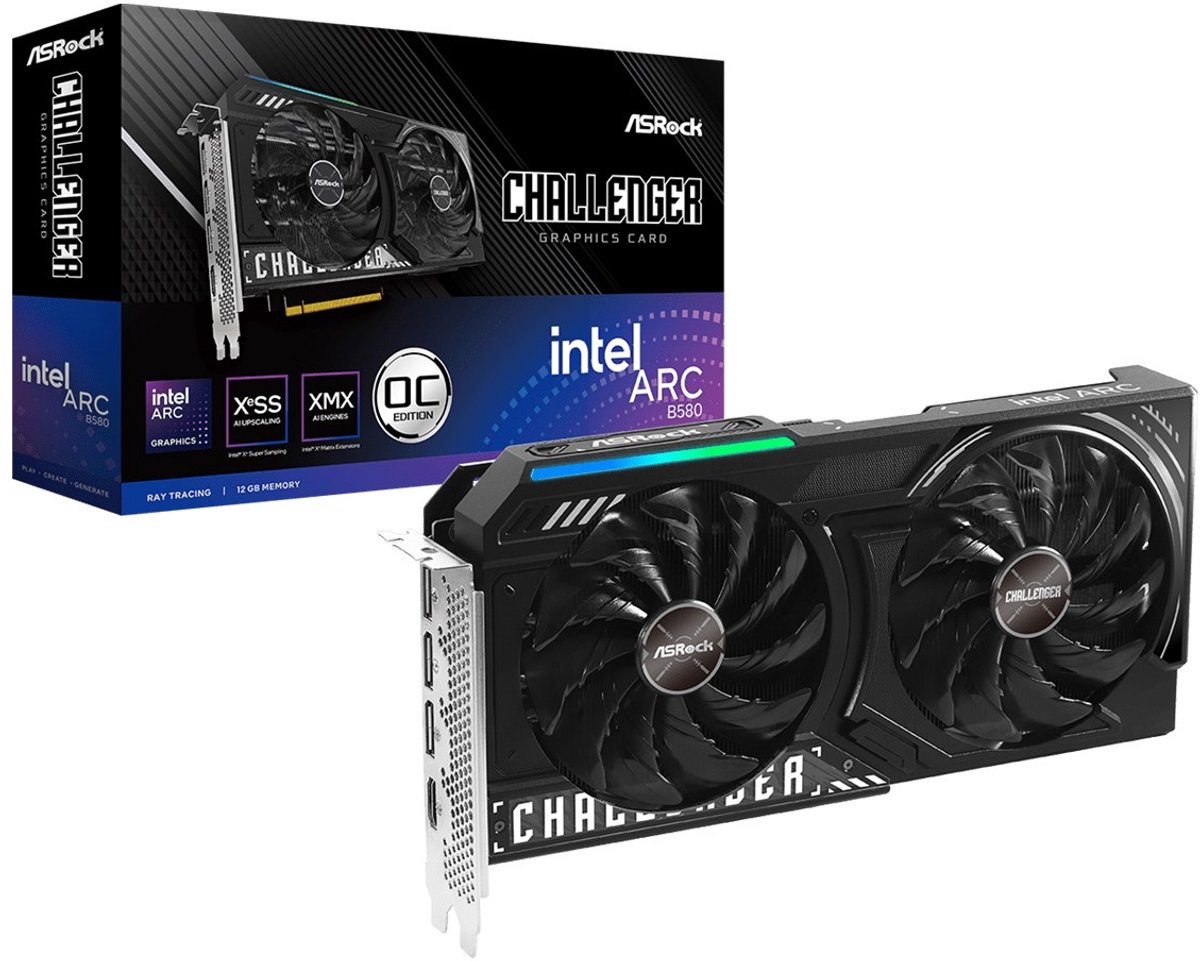 ASRock Intel Arc B580 Challenger 12GB OC - 12GB GDDR6 - PCI Express 4.0 x8 - 1x HDMI 2.1, 3x DisplayPort 1.4