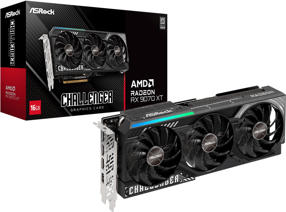 ASRock Radeon RX 9070 XT - Grafische Kaart - 16GB GDDR6 - HDMI 3x DP