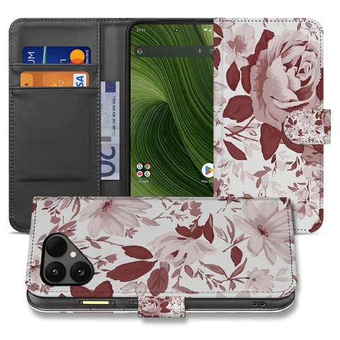 Bookcase Hoesje Fairphone 6/6+ Watercolor Flowers Met Pasjes