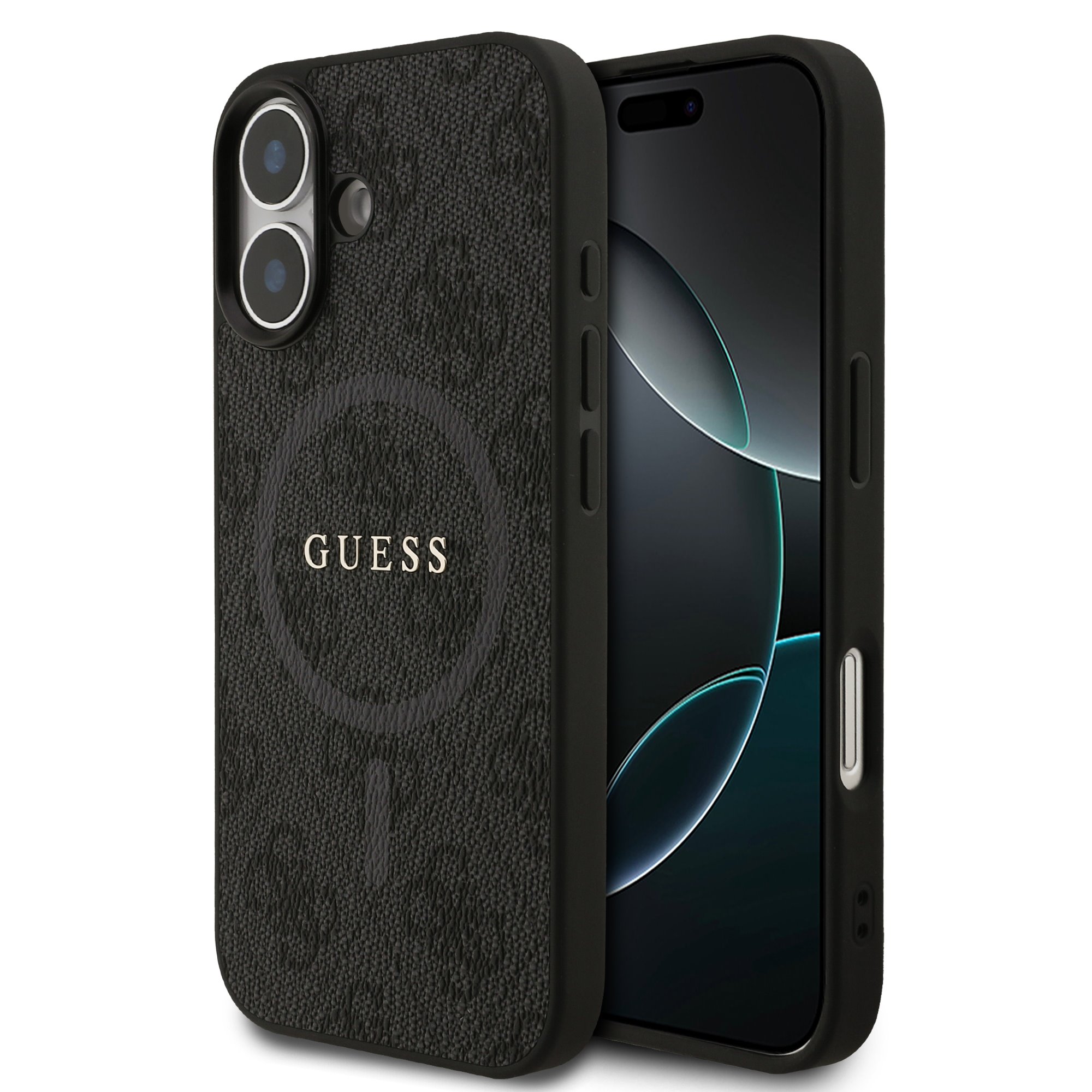 Guess PU Leather 4G MagSafe Hoesje iPhone 17 - Zwart