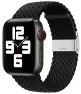 Braided nylon bandje - Zwart - Geschikt voor Apple Watch 44mm / 45mm / 46mm / 49mm