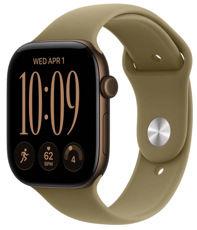 Apple Watch Series 12 46mm Donkerbrons Sportband M/L