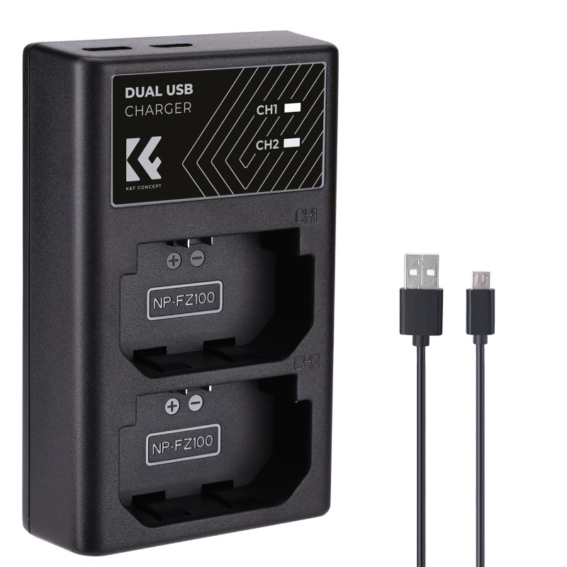 K&F Concept dual batterij-oplader voor NP-FZ100 met USB-C