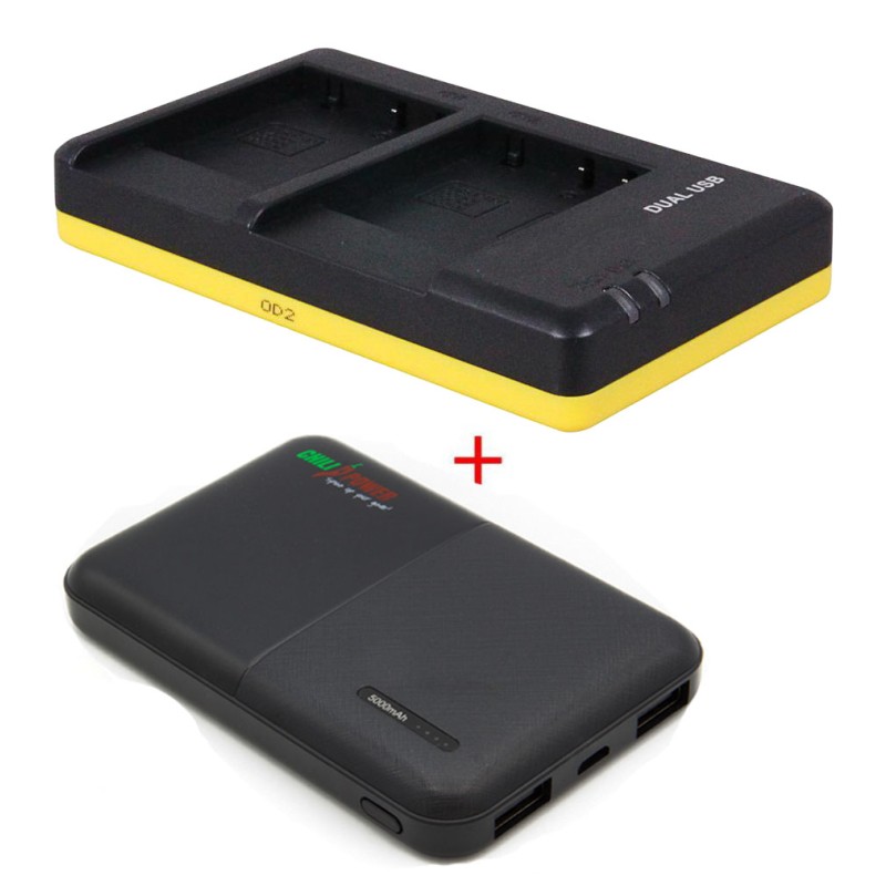 Powerpakket Deluxe: DMW-BCG10 duo oplader + 5000mAh Powerbank voor 2 Panasonic accu's DMW-BCG10