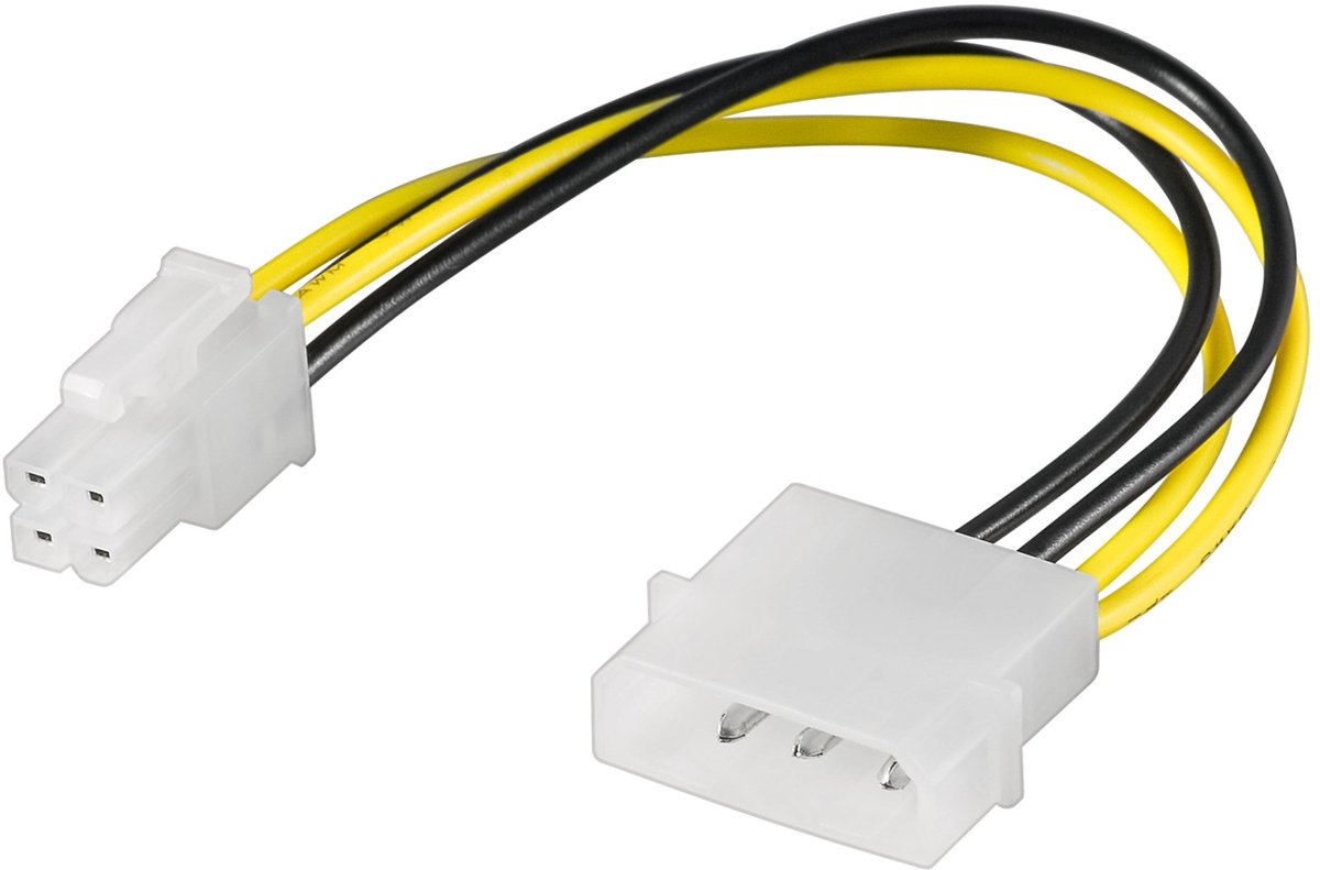 Goobay PC-stroomadapterkabel Molex 5,25 inch naar ATX12 P4 4-pins, 0,16 m
