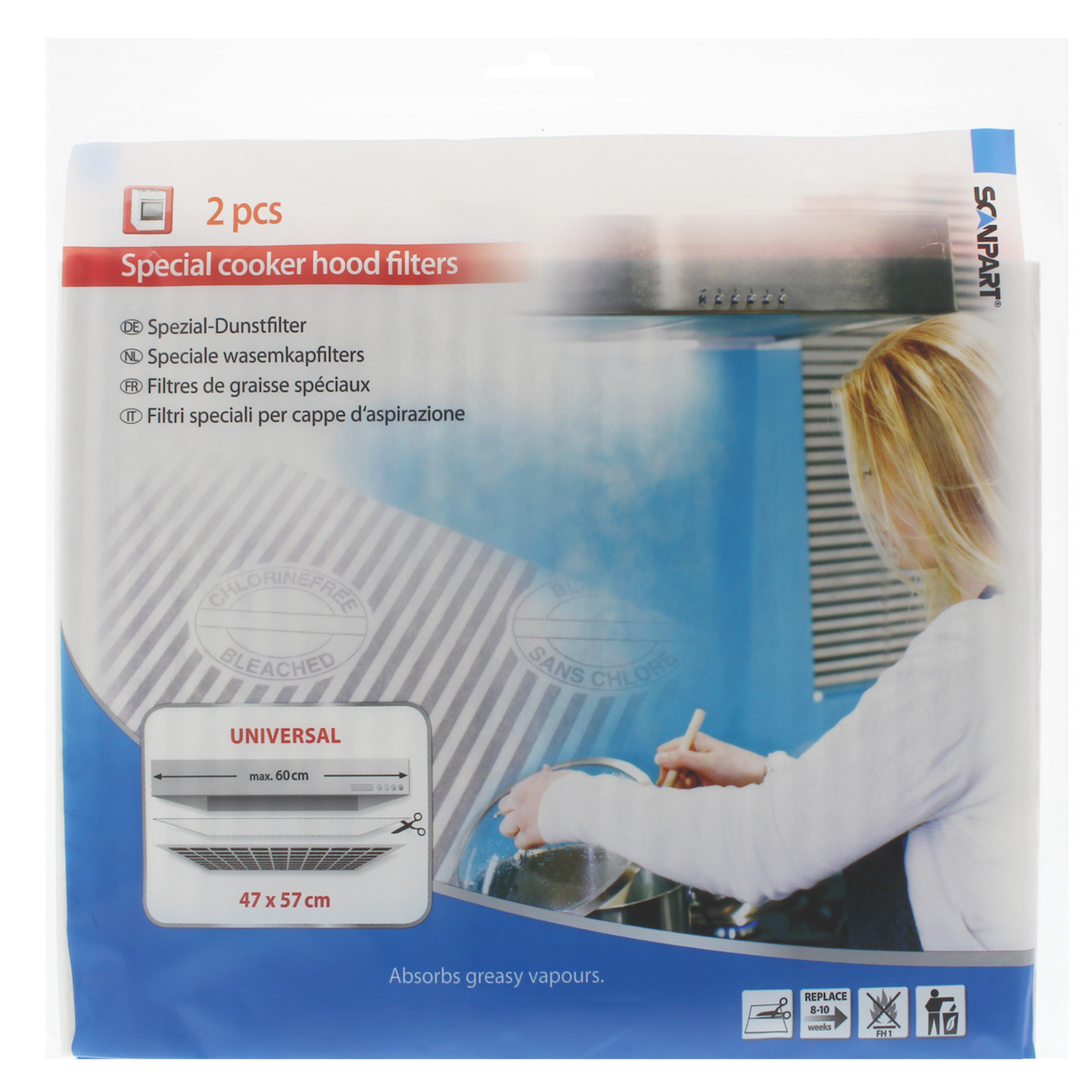 Scanpart afzuigkapfilter set 47x57cm plat Afzuigkap accessoire