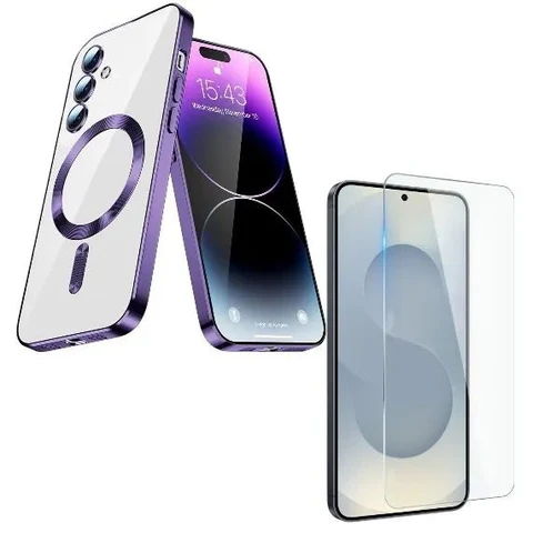 Backcover met 2x Screenprotector Samsung Galaxy A57 Hoesje met Camera lens protector - Paars