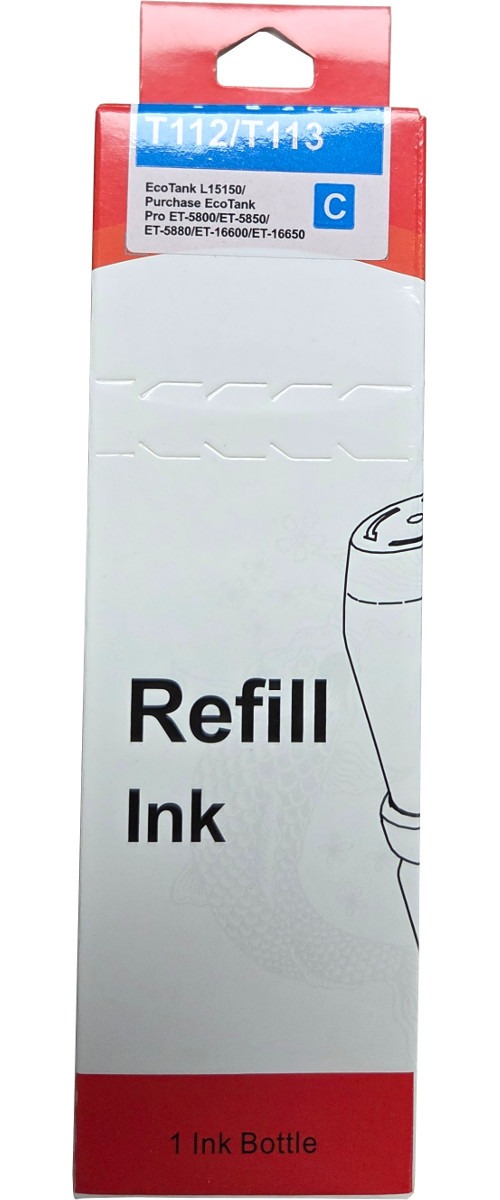 Huismerk Epson 112 / 113 EcoTank inktfles cyaan