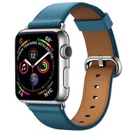 Classic lederen bandje - Blauw - Geschikt voor Apple Watch 44mm / 45mm / 46mm / 49mm