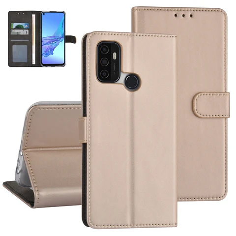 Goud hoesje voor Oppo A53s - Book Case - Pasjeshouder - Magneetsluiting