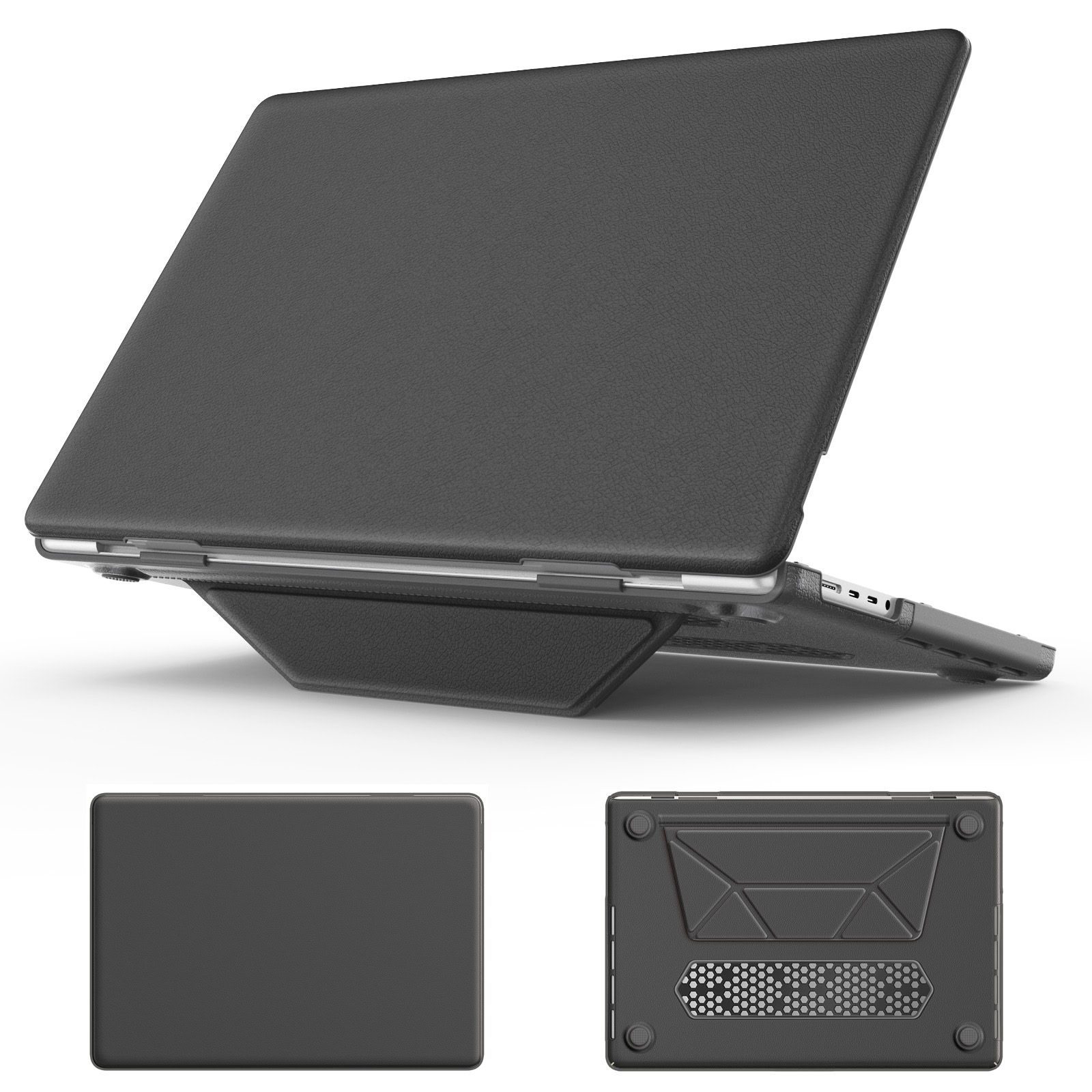 Turtle Shift vegan leer Laptopcover MacBook Pro 16 inch 2026 / 2025 / 2023 / 2021 - Grijs