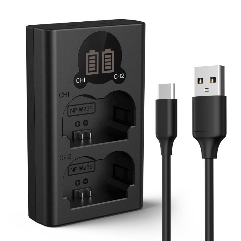 K&F Concept NP-W235 dual batterij-oplader met USB-C aansluiting en display