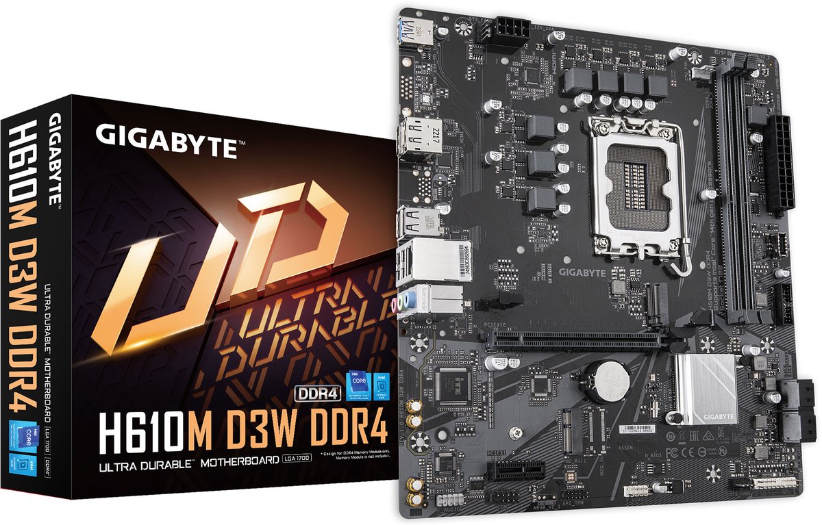 Gigabyte Moederbord Voor Intel H610 Ddr4 M2 Sata3 Pcie4 Usb3 Mini Atx
