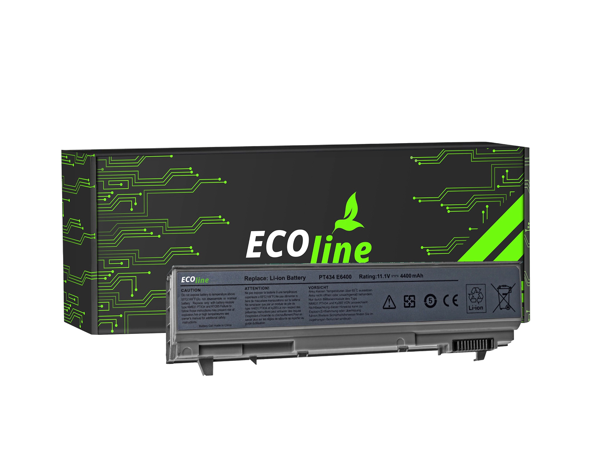 EcoLine - PT434 W1193 Batterij Compatibel Met De Dell Latitude E6400 E6410 E6500 E6510 / 11.1V 4400mAh
