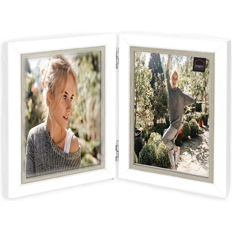 Haes Deco Houten Fotolijst Duo Fevik in wit met grijs voor 2 foto's 10x15 - CD786HS