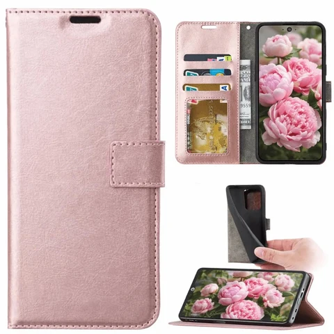 Huawei P40 Lite 2020 Hoesjes - Portemonnee Book Case - Pasjeshouder - Magneetsluiting - Roségoud