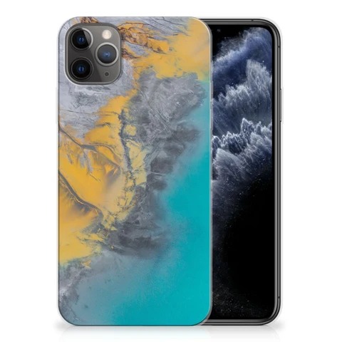 Apple iPhone 11 Pro Max | Flexibel TPU | Siliconen hoesje | Marble Blue Gold