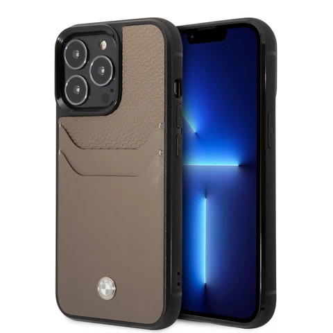BMW iPhone 14 Pro Hardcase Backcover - Card holder - Taupe
