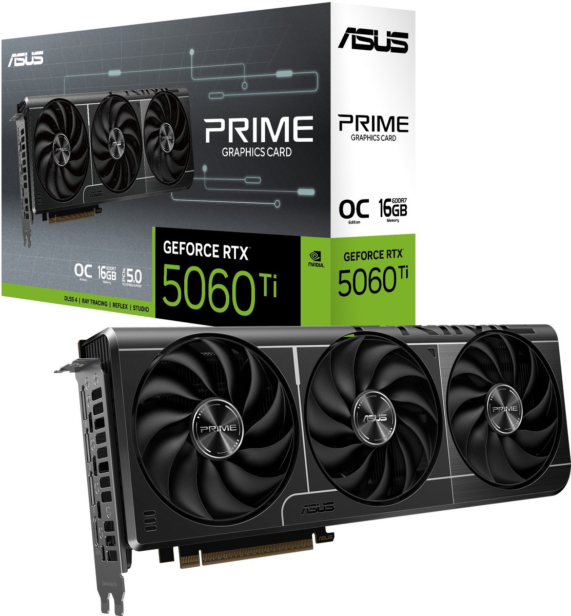 ASUS PRIME NVIDIA GeForce RTX 5060 Ti OC- 16GB - GDDR7 - PCIe 5.0 - 1x HDMI 2.1b - 3x DisplayPort 2.1a
