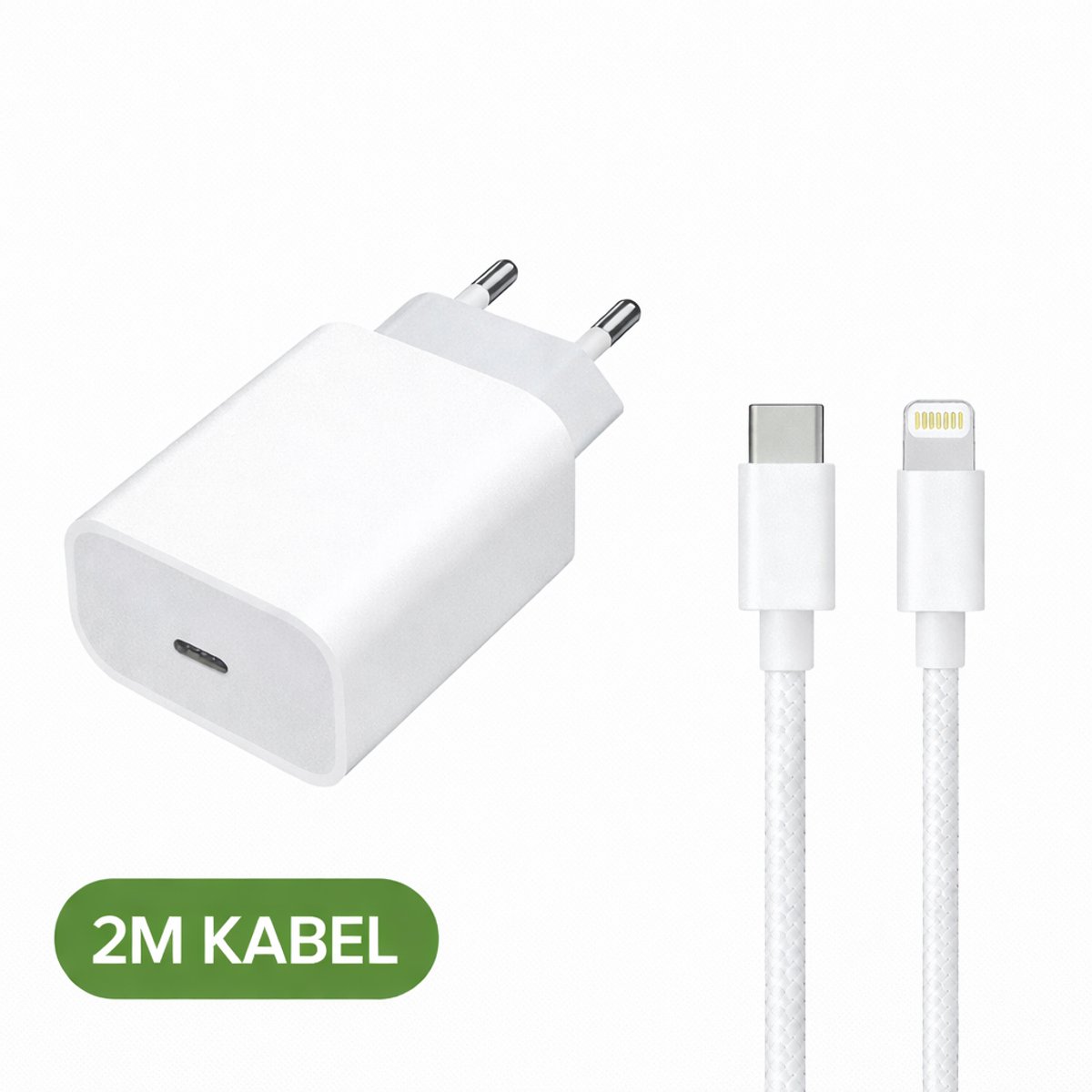 Oplader met USB-C naar Lightning aansluiting Set 25W - Snellader - Inclusief USB-C naar Lightning kabel 2 meter - Oplader - Adapter - Lader - Oplader Set - Geschikt voor Apple iPhone iPad Airpods - Fast - Charger - Cable - Opladers - Tablet - Pro