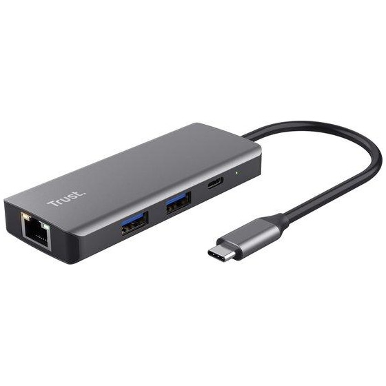 Trust Dalyx 6-in-1 USB-C-adapter USB Hub Zilver