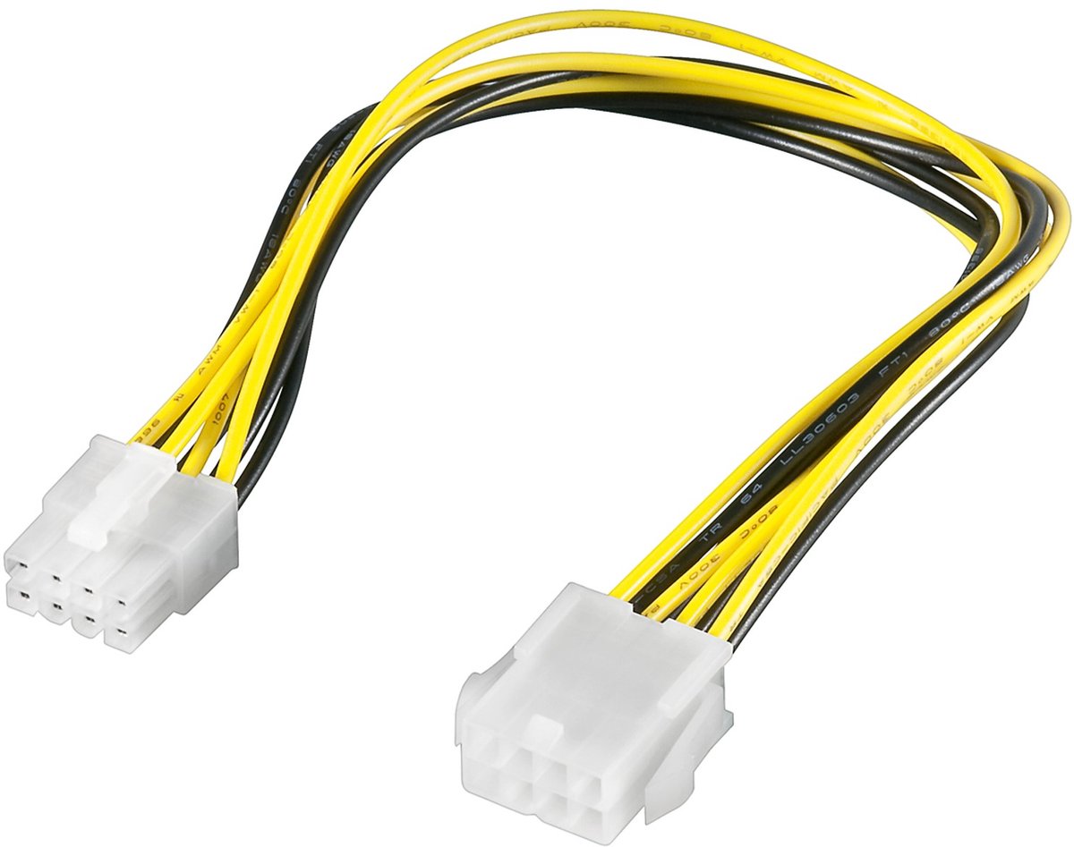 Goobay EPS stroomkabelverlenging 8-Pins stekker naar Bus 28 cm, 0,28 m