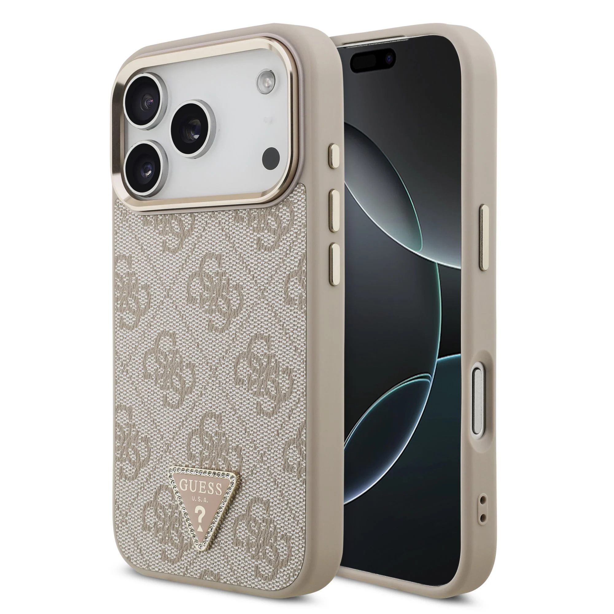 Guess 4G Triangle Logo iPhone 17 Pro / 18 Pro hoesje met MagSafe - Roze