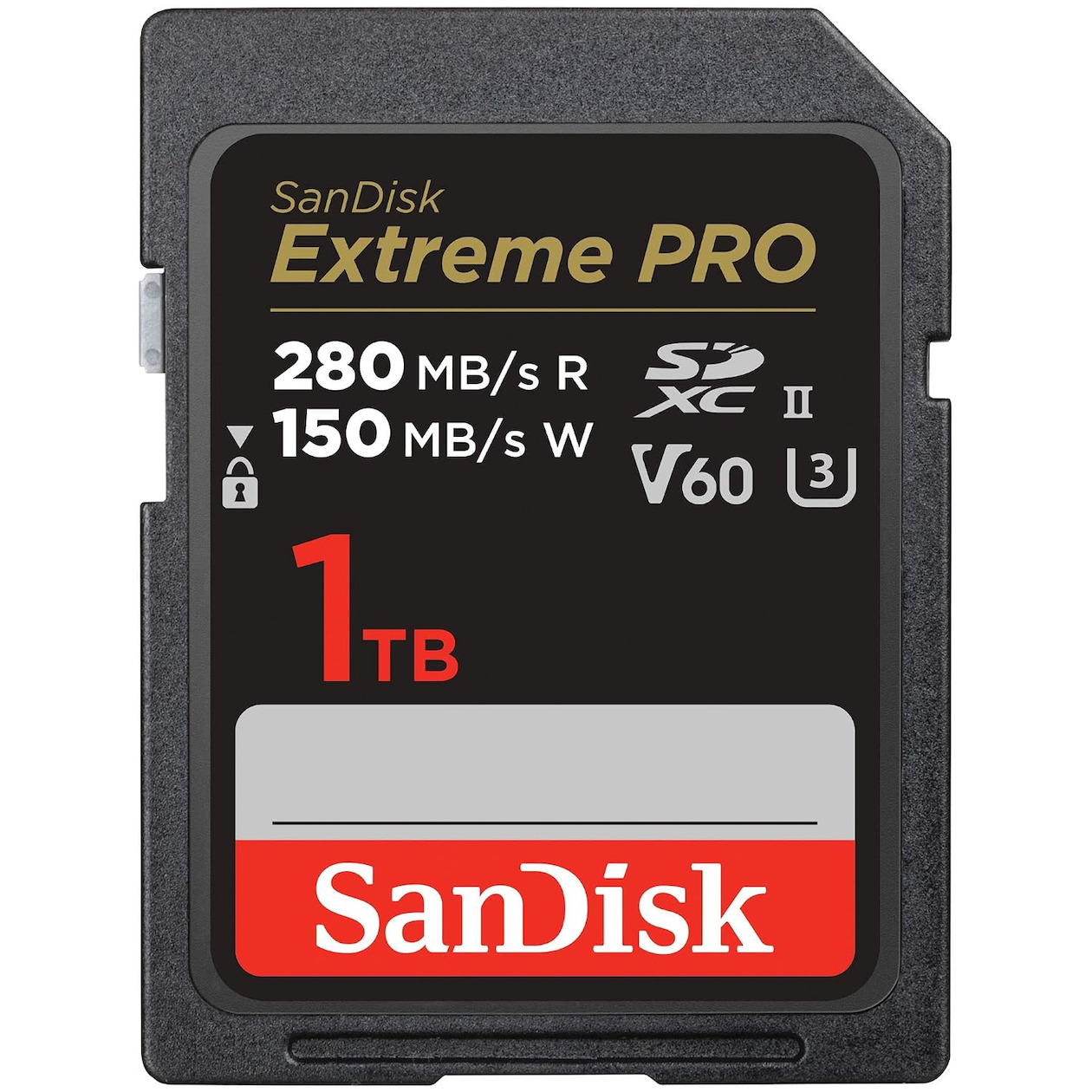 SanDisk SDXC Extreme PRO 1TB (V60/UHS-II/C10/R280-/W150MB/s) Externe SSD Zwart