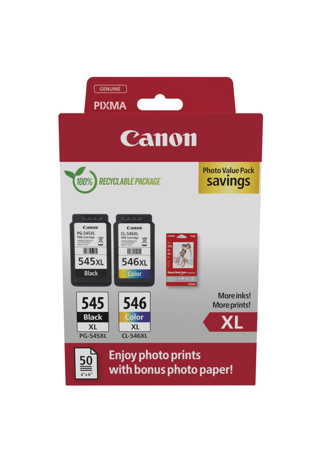 Canon PG-545XL & CL-546XL multipack & papier