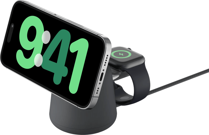 Belkin MagSafe en Qi2 2-in-1 Draadloze Oplader 15W met Standaard Zwart