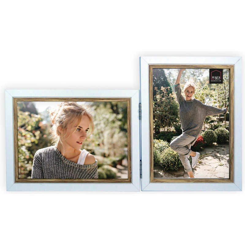 Haes Deco Houten Fotolijst Duo Fevik in wit met bruin voor 2 foto's 13x18 - DP11318