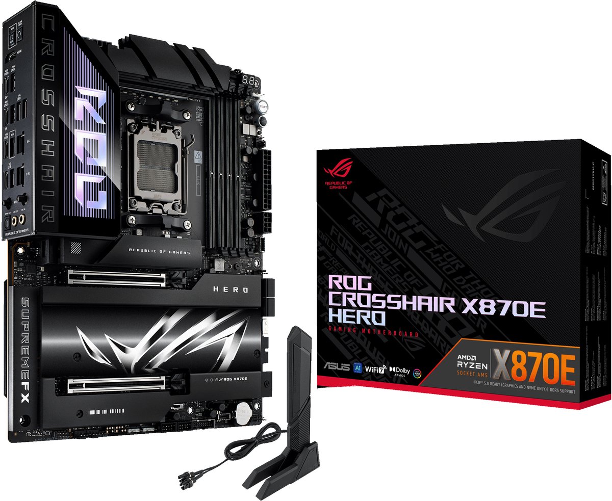 ASUS ROG CROSSHAIR X870E HERO - Moederbord - Socket AM5 - ATX - AMD X870E chipset