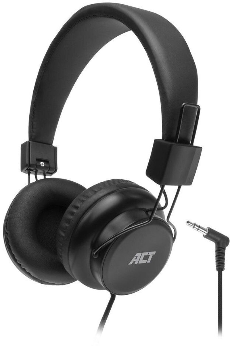 ACT Koptelefoon met draad 1,5m | Opvouwbare hoofdtelefoon met kabel | 3,5mm audiokabel | AC9300
