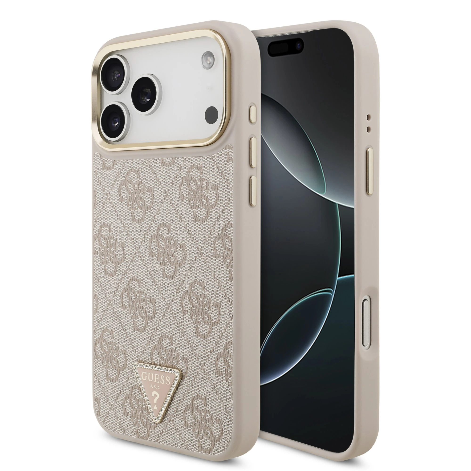 Guess 4G Triangle Logo hoesje met MagSafe voor iPhone 18 Pro Max en iPhone 17 Pro Max - Roze