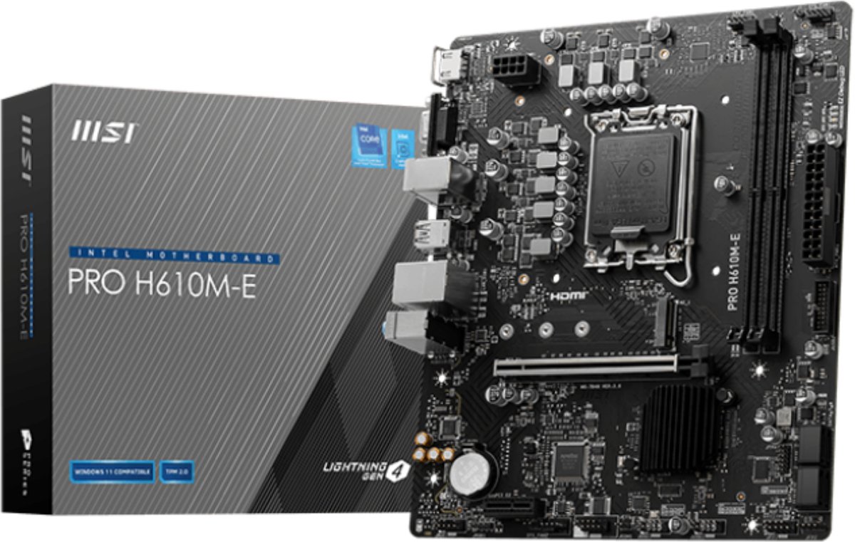 MSI PRO H610M-E | Socket LGA 1700 | Intel H610 | 2xDDR5 | Micro-ATX | Moederbord
