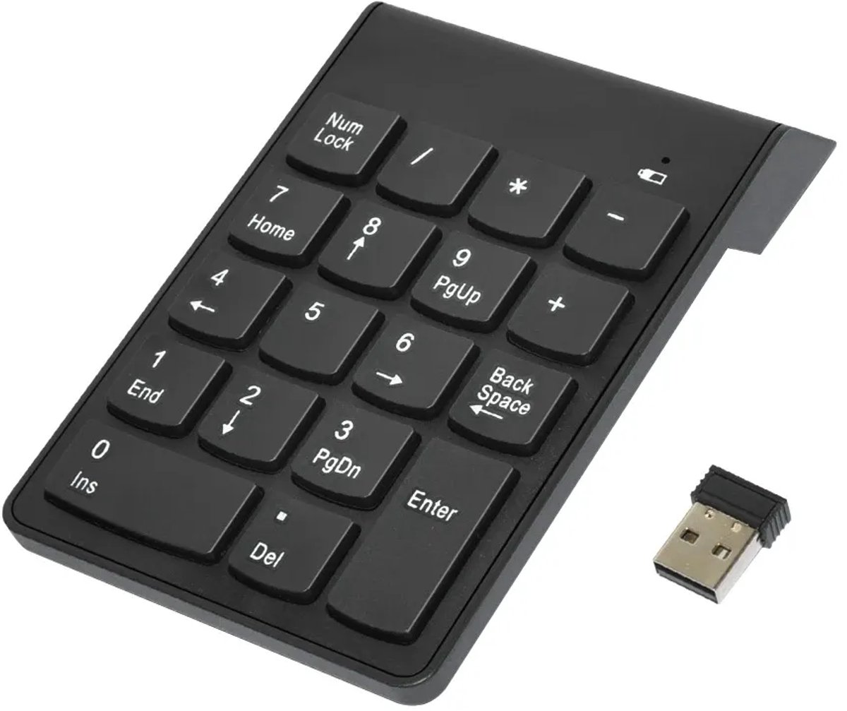 2.4G Draadloos Numeriek Toetsenbord – USB Cijfertoetsenbord – Mini Extern Keypad – Ergonomisch – Draadloze Keypad voor PC Laptop Desktop – Zwart