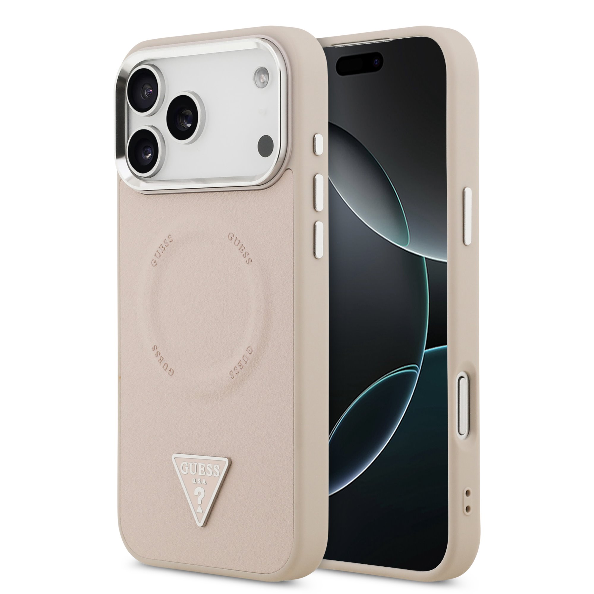 Guess Triangle Logo hoesje met MagSafe voor iPhone 17 Pro Max en iPhone 18 Pro Max - Roze