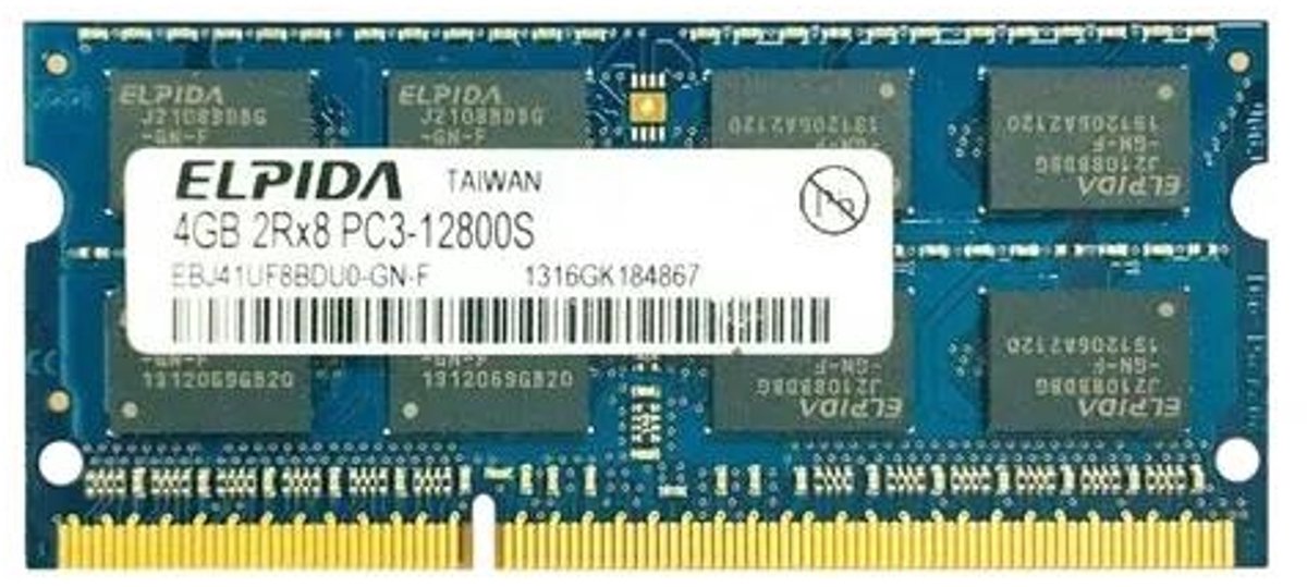 Elpida EBJ40UG8BBU0-GN-F DDR3 Geheugenmodule – 4GB DIMM, 1600MHz (PC3-12800), CL9/CL11, 1.5V, unbuffered non-ECC desktop RAM