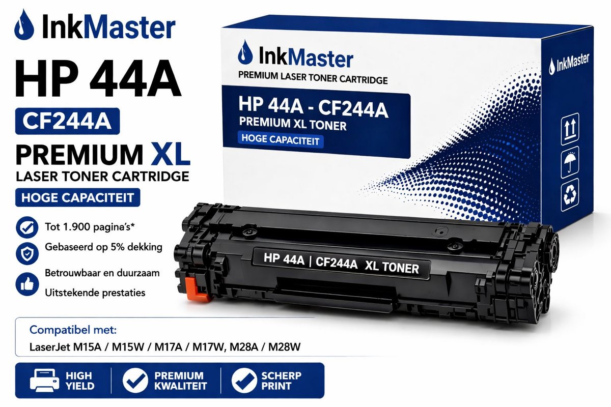 Inkmaster premium XL Laser toner cartridge voor HP 44A - CF 244A | Geschikt voor Laserjet M15A, M15W, M17A, M17W, M28A, M28W