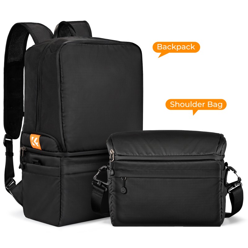 K&F Concept 2-in-1 camera rugzak en schoudertas - 22L - met uitneembaar compartiment