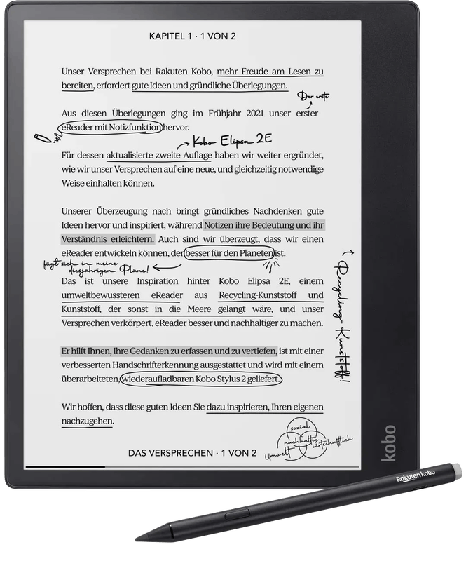 Kobo Elipsa 2E met Kobo Stylus 2