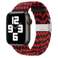 Braided nylon bandje - Zwart / Rood - Geschikt voor Apple Watch 44mm / 45mm / 46mm / 49mm